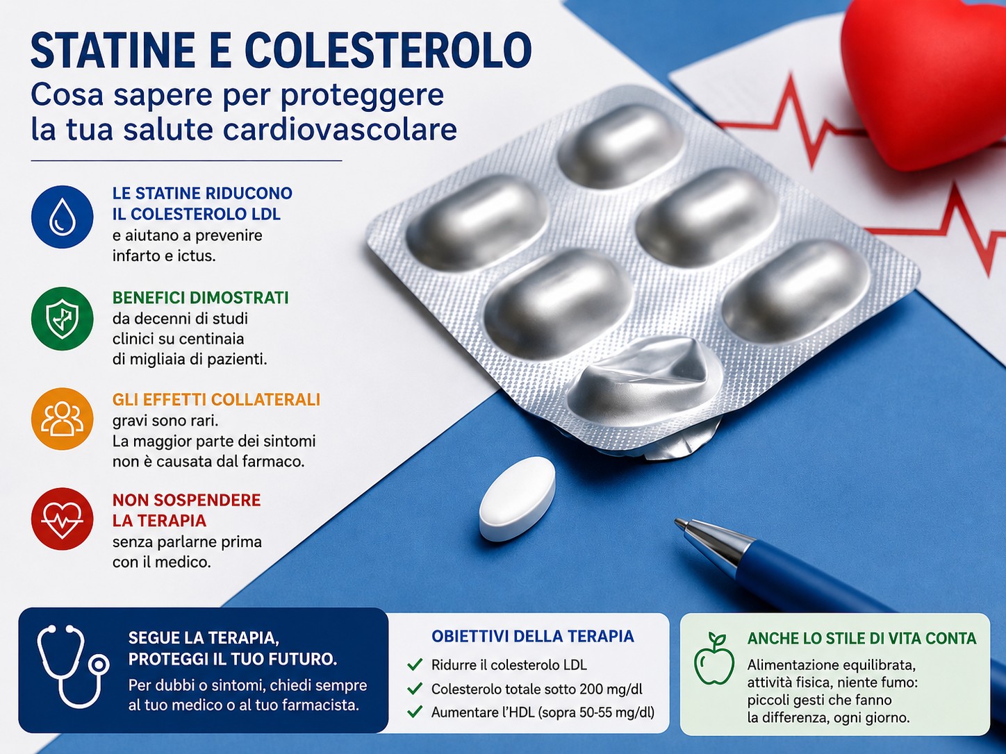 Immagine riassuntiva su statine e colesterolo