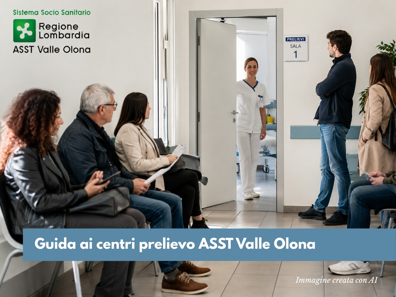 Immagine di esempio sala d'attesa del centro prelievi ASST Valle Olona creata con AI